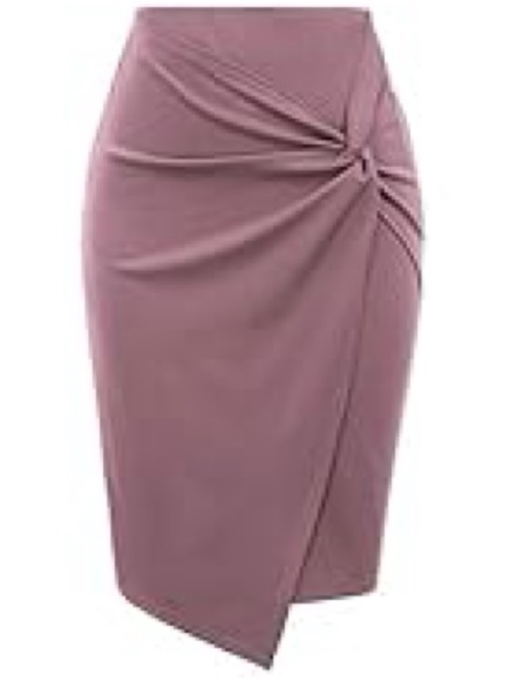 Knot-Detail Midi Pencil Skirt in Mauve Purple